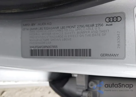 2015 Audi A6 3.0T Premium Plus z USA, uszkodzony, nr VIN WAUFGAFC8FN007655